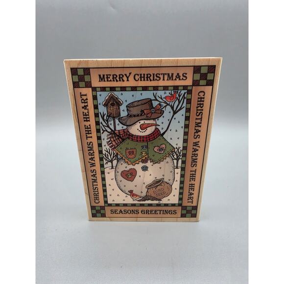 Hero Arts Other - HERO ARTS rubber stamp Christmas Season's Greetings Snowman Birds Primitive